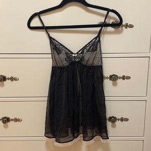 Victoria’s Secret Babydoll Slip Dress Top Lace Mesh Ruffle Sheer